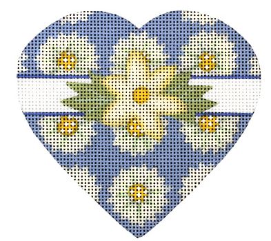 Blue and White Sunflower Heart