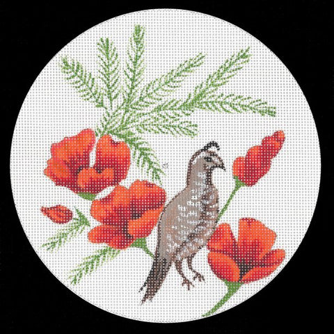State Plant And Bird Ornament - California