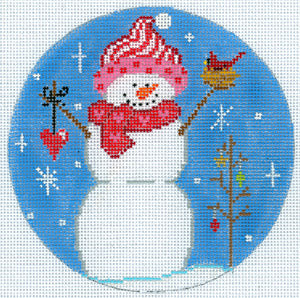Snowman with Cardinal