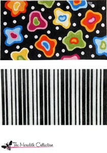 Dotty Floral Black Background (one side stripes)