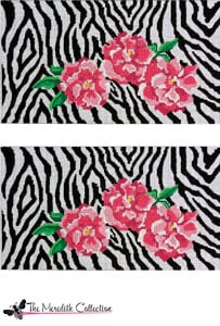 Zebra with Pink Peonies