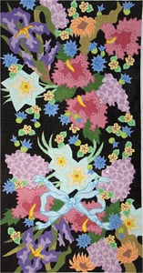 Iris Ribbon Floral - Black Background