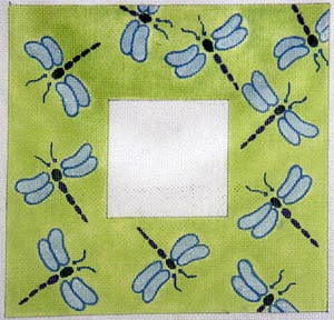 Iridescent Dragonflies - Lime Background