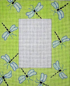 Iridescent Dragonflies - Lime Background