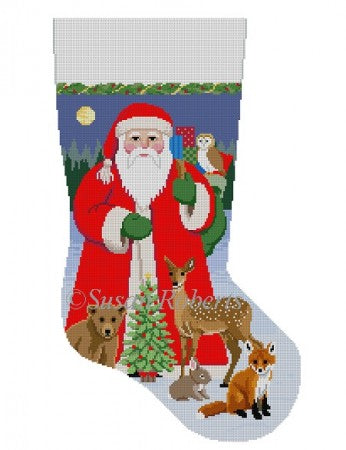 Santa with Bay Forest Animals Stocking
