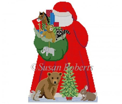 Santa with Baby Forest Animal Tree Topper Back