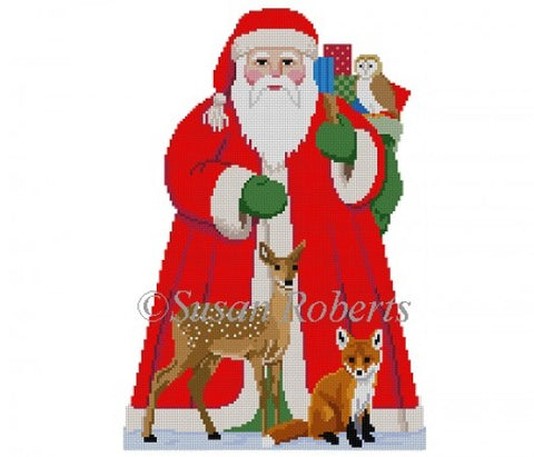 Santa with Baby Forest Animal Tree Topper front
