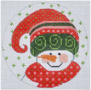 Green/Pink Snowman Ornament