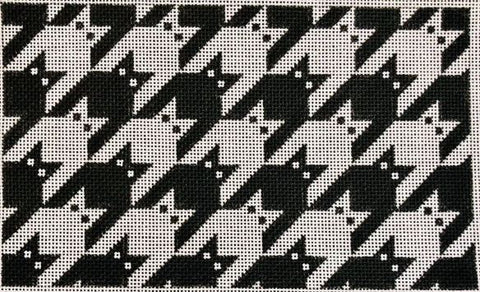 Houndstooth Kitty Wristlet - Black/White 