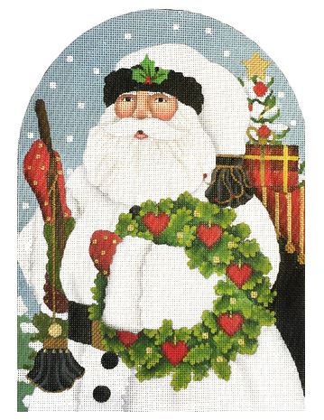 White Santa  with Wreath Dome