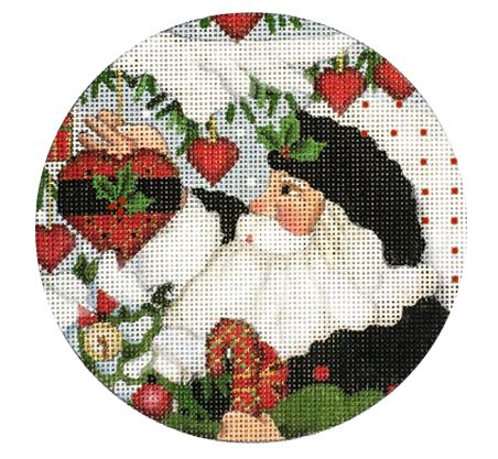 White Santa with Heart Ornament