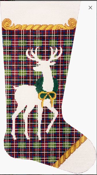 Reindeer on Plaid Stocking