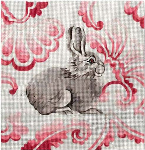 Bunny - Pink Background Pillow