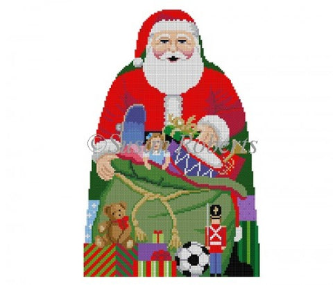 Santa with Toy Bag Tree Topper (front only)