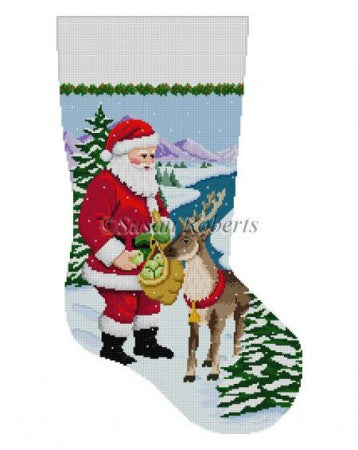 Santa Feeding Apples To Reindeer