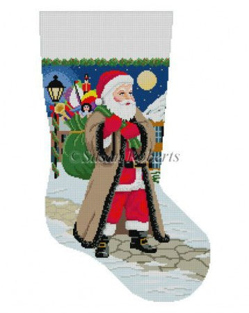 Santa Coming Up Sidewalk