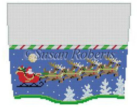 Sleigh 8 Reindeer at Night Stocking Topper