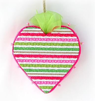 Red & Green Stripe Heart - Tickled Pink Series