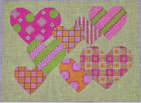 Pattern Hearts - Pink & Green
