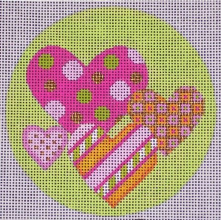 Pattern Hearts - Pink & Green Ornament