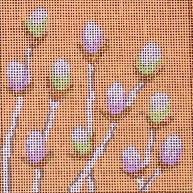 Spring Deco Square Coaster - Orange Pussy Willows