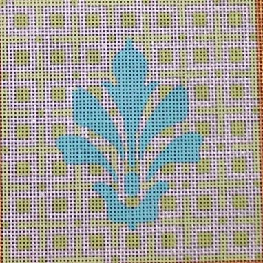 Spring Deco Square Coaster - Green Damask