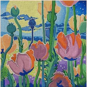 Moonlit Poppy Garden