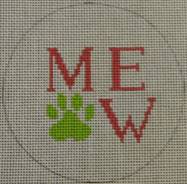Meow w/ Paw Print - Pink and Green