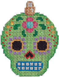 Sugar Skull Ornament - Lime