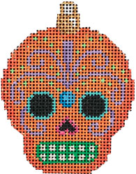 Sugar Skull Ornament - Orange