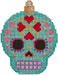 Sugar Skull Ornament - Aqua