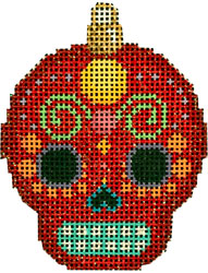 Sugar Skull Ornament - Red