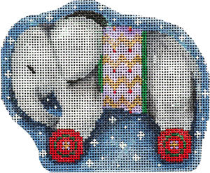 Gray Elephant on Wheels Ornament 