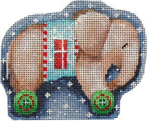 Tan Elephant on Wheels Ornament 