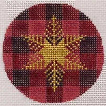 Gold Snowflake on Plaid