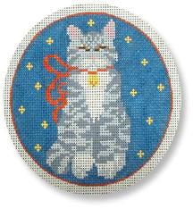 Grey Cat with Red Ribbon