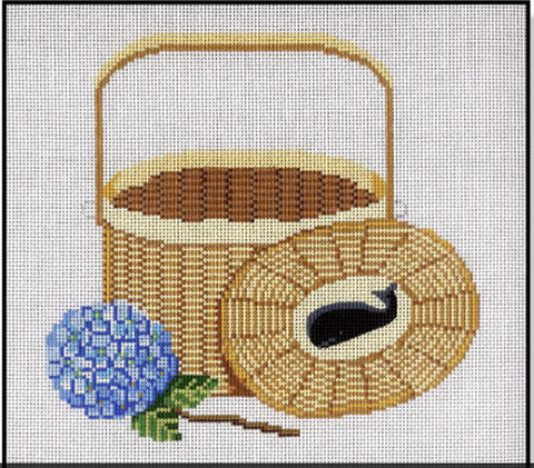Nantucket Basket w/Cover & Hydrangea
