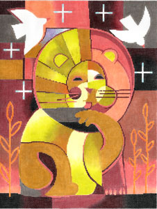 Lion with Doves 