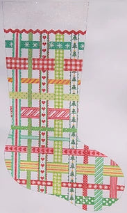 Woven Ribbons Stocking - Classic Christmas Colors