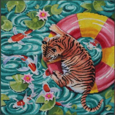 Tiger Watching Koi