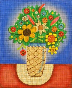 Vase Of Flowers On Doilie
