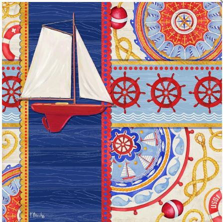Nautical Suzani Collage I - Sailboat