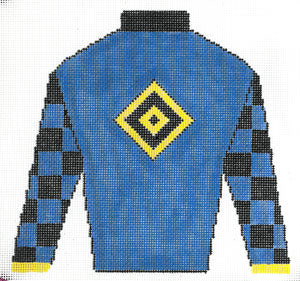 Jockey Silk - Blue, Black & Yellow with Diamond 