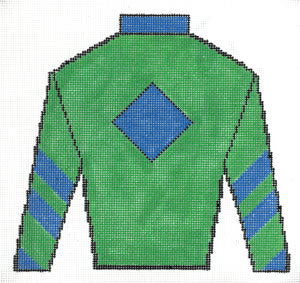 Jockey Silk - Green with Blue Diamond 