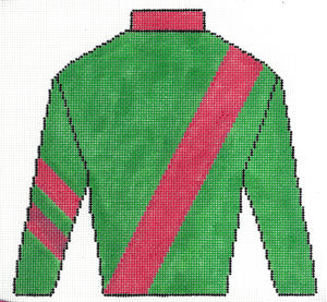 Jockey Silk - Green with Pink Diagonal Stripe