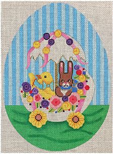 Large Egg w/Bunny and Chick in Egg Wagon