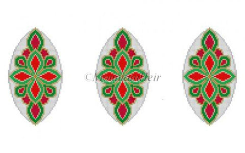 Red Green Gold Medallion Triad Ornament