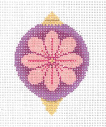Pink on Purple Flower Ornament