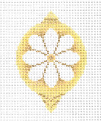 White on Gold Flower Ornament