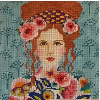 Lady w/Light Blue Background